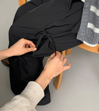 Strap bows wide -leg pants