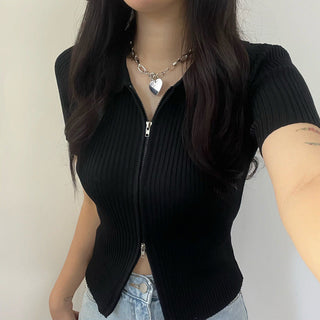Zip up crop sweater