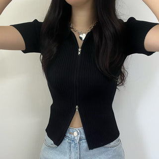Zip up crop sweater