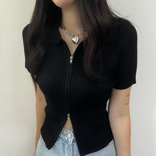 Zip up crop sweater