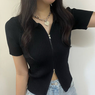 Zip up crop sweater