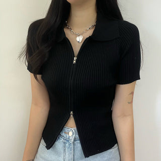 Zip up crop sweater