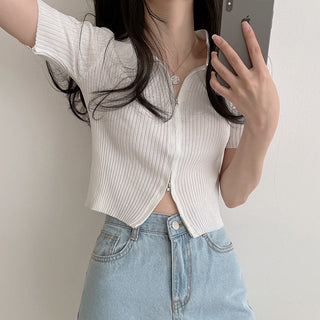 Zip up crop sweater