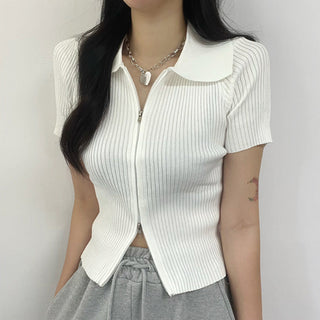 Zip up crop sweater