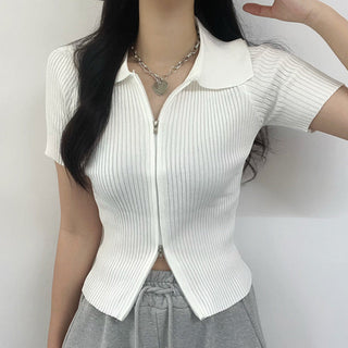 Zip up crop sweater