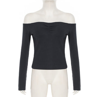 Off-shoulder long -sleeved top