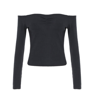 Off-shoulder long -sleeved top