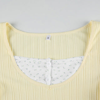 Floral Stitching Fake Two-piece knit top