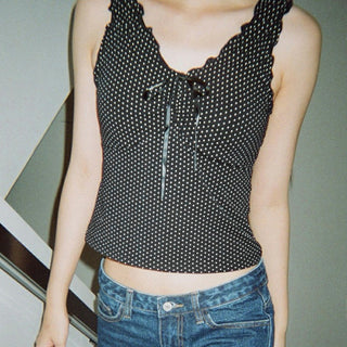 Bow Pleated Knitted slim Vest