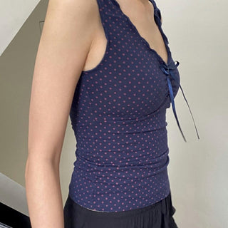 Bow Pleated Knitted slim Vest