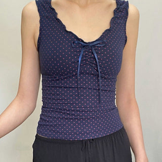 Bow Pleated Knitted slim Vest