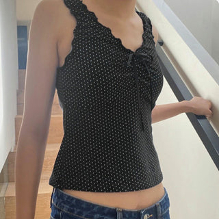 Bow Pleated Knitted slim Vest