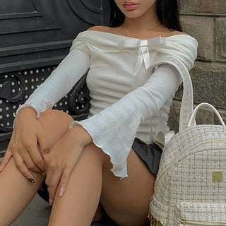 sweet bow neck T-shirt