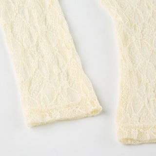 Slim mesh lace long-sleeved blouse
