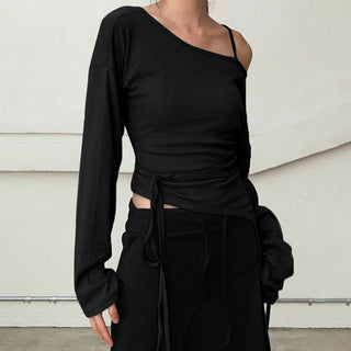 Irregular Hem Waist Strap top