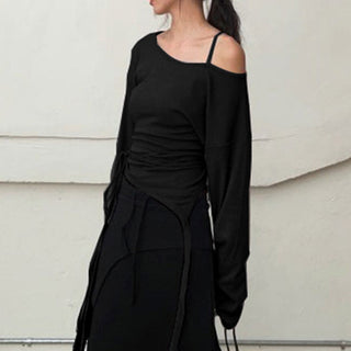 Irregular Hem Waist Strap top