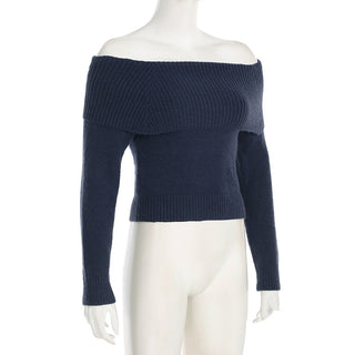 Solid Color Lapel Shoulder Woolen Top
