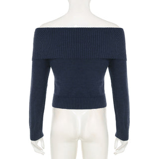 Solid Color Lapel Shoulder Woolen Top