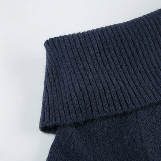 Solid Color Lapel Shoulder Woolen Top