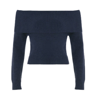 Solid Color Lapel Shoulder Woolen Top