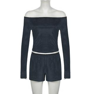 Lace Off-shoulder Two-piece top Set