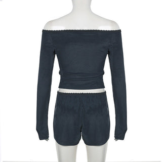 Lace Off-shoulder Two-piece top Set