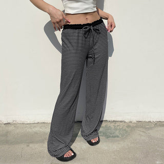 Casual Contrast Double Striped Pants