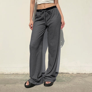 Casual Contrast Double Striped Pants