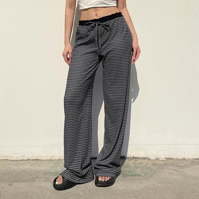 Casual Contrast Double Striped Pants