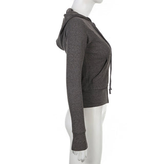 solid color rib hooded zipper