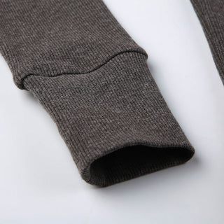 solid color rib hooded zipper