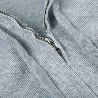 solid color rib hooded zipper