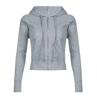 solid color rib hooded zipper