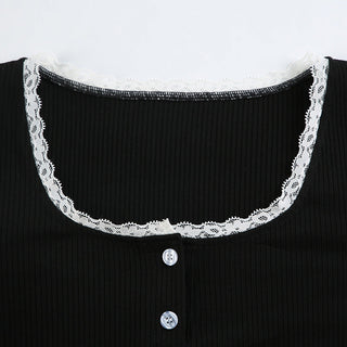 Contrast Pit Strip Long-sleeved slim top