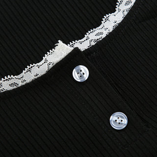 Contrast Pit Strip Long-sleeved slim top