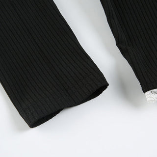 Contrast Pit Strip Long-sleeved slim top