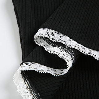 Contrast Pit Strip Long-sleeved slim top