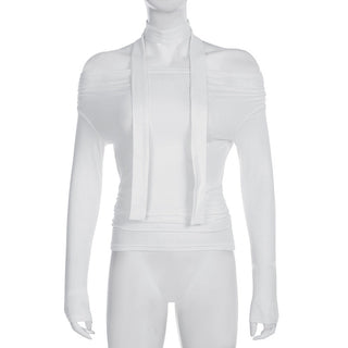 pleated irregular off-shoulder top