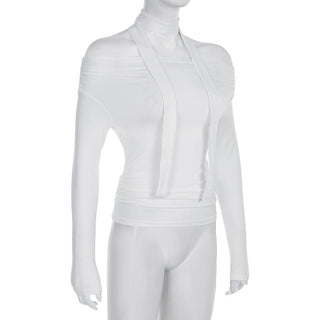 pleated irregular off-shoulder top