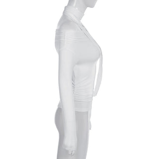 pleated irregular off-shoulder top