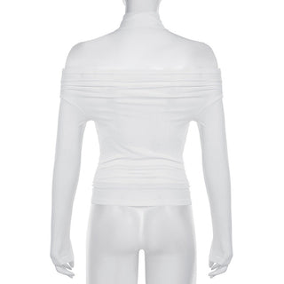 pleated irregular off-shoulder top