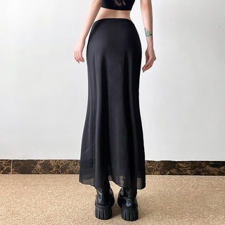 Floral graphic Mesh Stitching Long Dress