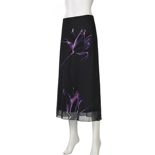 Floral graphic Mesh Stitching Long Dress