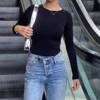 Solid Color Round Neck Base Shirt