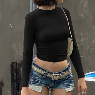 Solid Color Round Neck Base Shirt