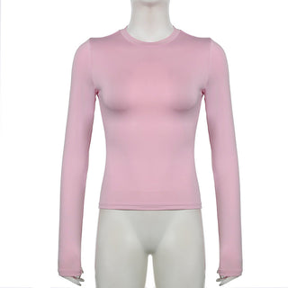 Solid Color Round Neck Base Shirt