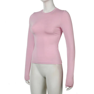 Solid Color Round Neck Base Shirt