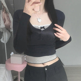 Fake Two-piece Lace T-shirt