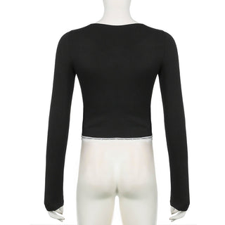 lace bow square collar T-shirt