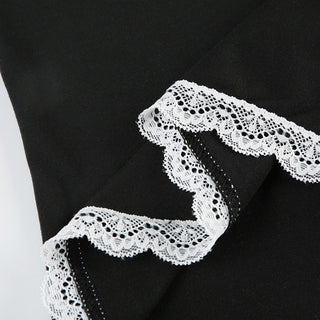 lace bow square collar T-shirt